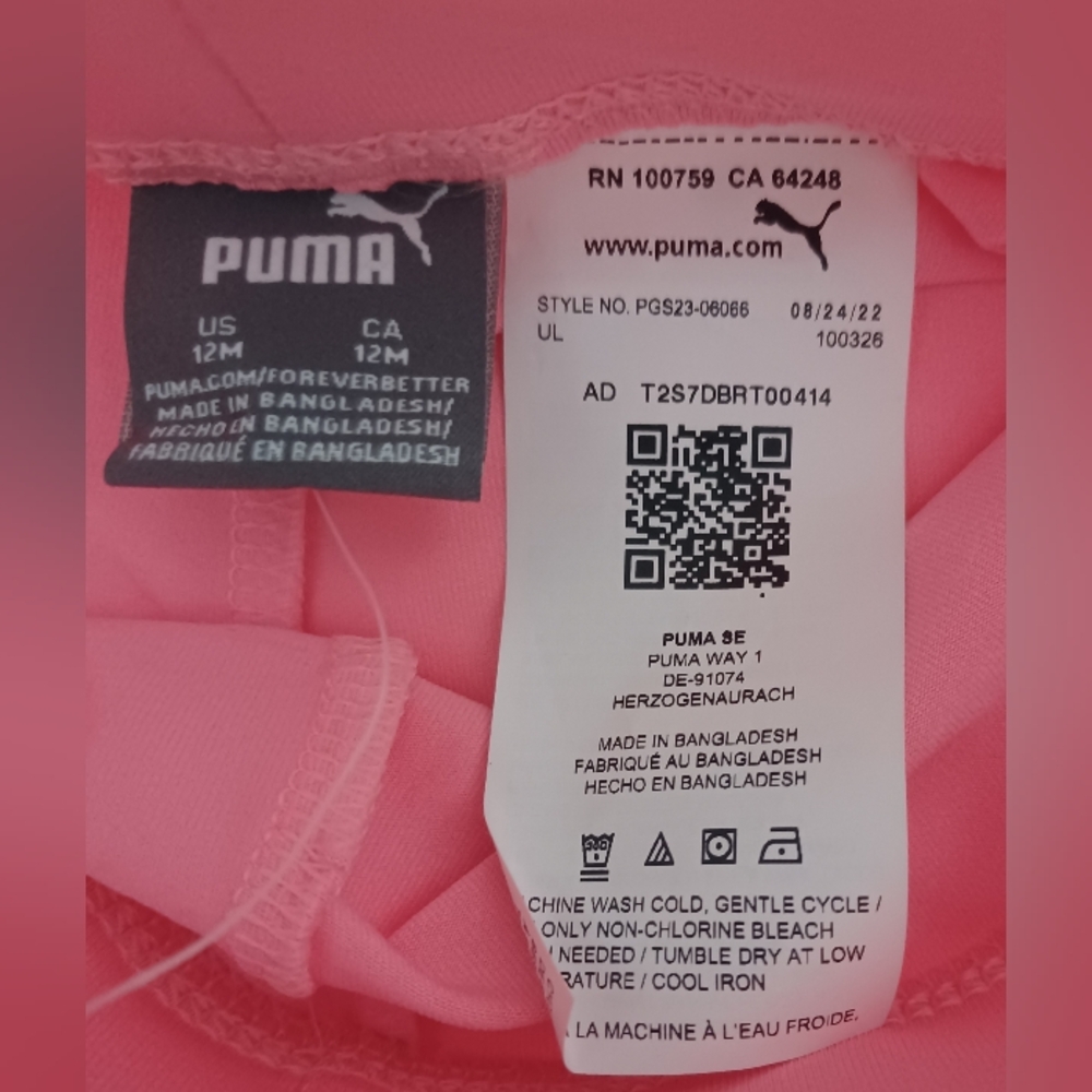 Puma Kids Girl 2 Pcs Brand Logo Tee and Shorts Set, White/Neon Pink Size 12M - Picture 11 of 11
